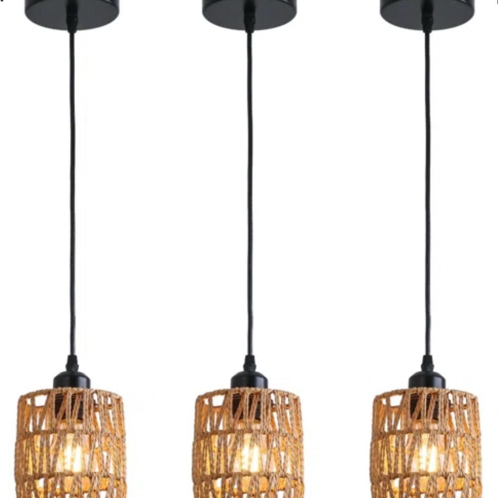 Bay Isle Home Woven Pendant Lights - Black and Tan